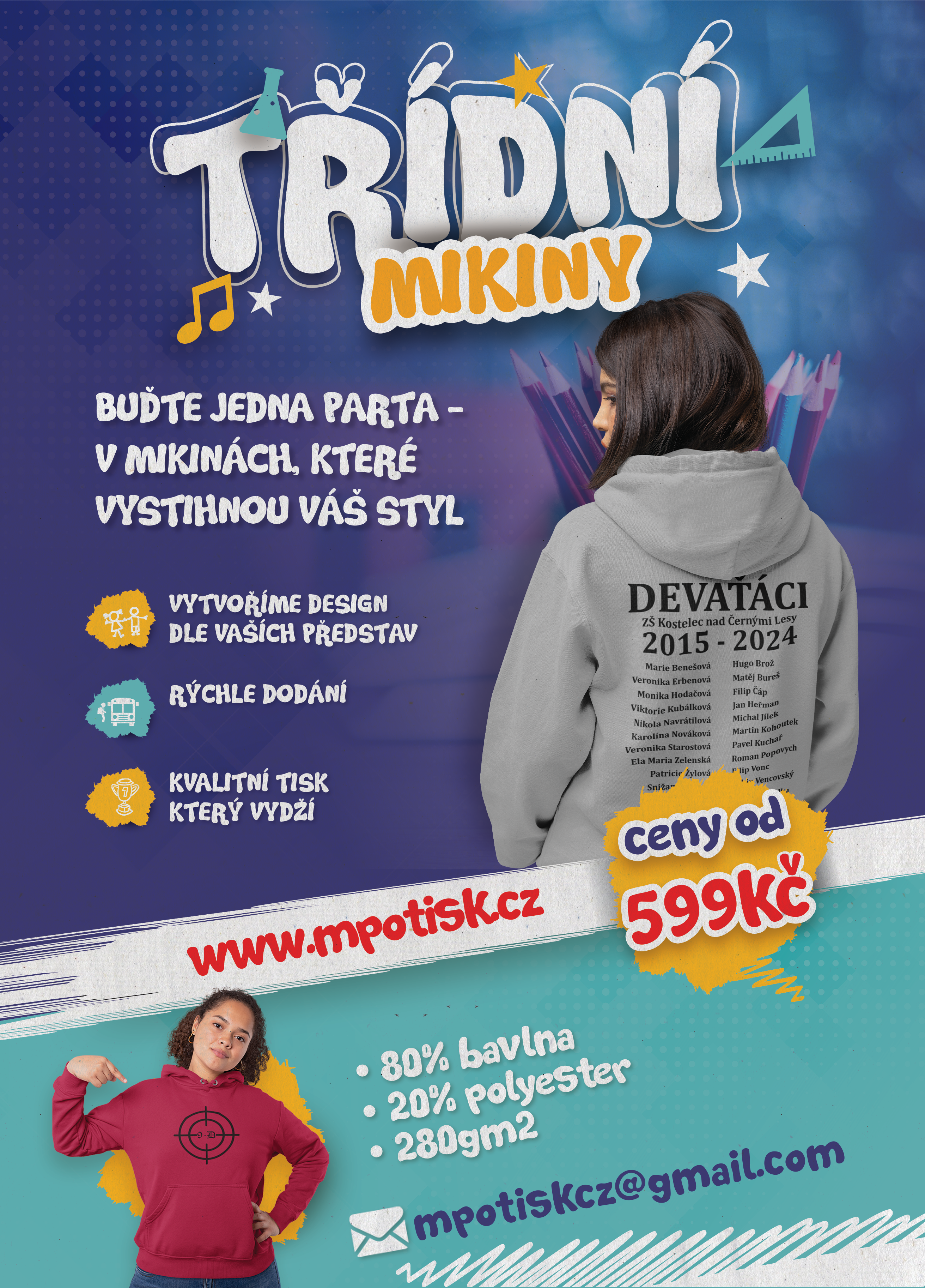 Třídní mikiny leták PSD